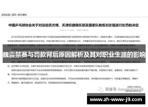 魏震禁赛与罚款背后原因解析及其对职业生涯的影响 魏震禁赛与罚款背后原因解析及其对职业生涯的影响